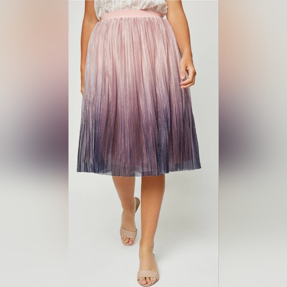 Hayden Pink And Purple Ombre Pleated‎ Lined Skirt